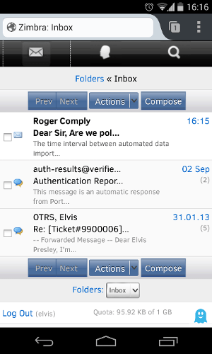 Navigating the Zimbra Web Client