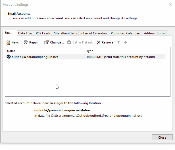 where is account settings for outlook