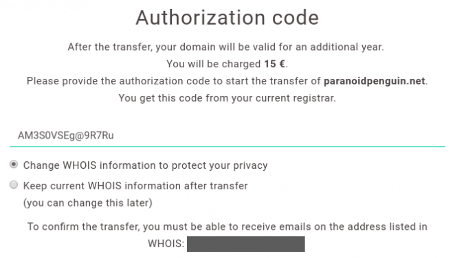 Transferring a domain to Njalla