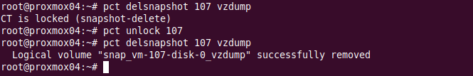 Proxmox VE - pct delete snapshot