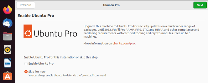Ubuntu Pro onboarding on a fresh install of Ubuntu 22.04 LTS